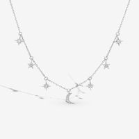 Elegant Stern Mond Sterling Silber Überzug Inlay Zirkon Weißgold Plattiert Halskette main image 5