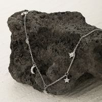 Elegant Star Moon Sterling Silver Plating Inlay Zircon White Gold Plated Necklace main image 4