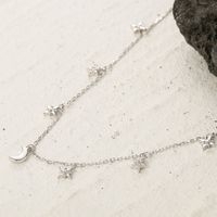 Elegant Star Moon Sterling Silver Plating Inlay Zircon White Gold Plated Necklace main image 3