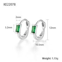 1 Pair Simple Style Square Plating Inlay Sterling Silver Zircon 18k Gold Plated White Gold Plated Earrings main image 2