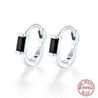 1 Pair Simple Style Square Plating Inlay Sterling Silver Zircon 18k Gold Plated White Gold Plated Earrings sku image 3