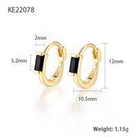 1 Pair Simple Style Square Plating Inlay Sterling Silver Zircon 18k Gold Plated White Gold Plated Earrings sku image 1