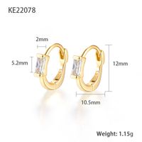 1 Pair Simple Style Square Plating Inlay Sterling Silver Zircon 18k Gold Plated White Gold Plated Earrings sku image 2
