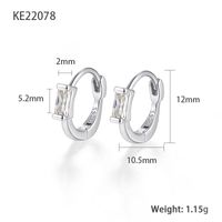 1 Pair Simple Style Square Plating Inlay Sterling Silver Zircon 18k Gold Plated White Gold Plated Earrings sku image 5