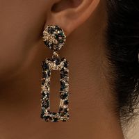 1 Piece Nordic Style Leopard Rectangle Hollow Out Alloy Drop Earrings main image 1