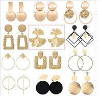 1 Pair Retro Triangle Round Square Metal Plating Women's Drop Earrings sku image 6