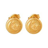 1 Pair Simple Style Star Moon Plating Titanium Steel 18k Gold Plated Ear Studs main image 6