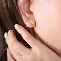 1 Pair Simple Style Star Moon Plating Titanium Steel 18k Gold Plated Ear Studs main image 2
