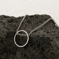 Basic Circle Sterling Silver Plating White Gold Plated Necklace main image 2