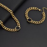Titan Stahl 18 Karat Vergoldet Hip Hop Übertrieben Überzug Quadrat Acryl Armbänder Halskette main image 1