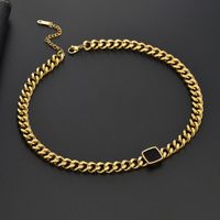Titanium Steel 18K Gold Plated Hip-Hop Exaggerated Plating Square Acrylic Bracelets Necklace main image 4