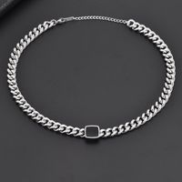 Titanium Steel 18K Gold Plated Hip-Hop Exaggerated Plating Square Acrylic Bracelets Necklace sku image 2