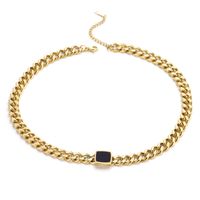 Titan Stahl 18 Karat Vergoldet Hip Hop Übertrieben Überzug Quadrat Acryl Armbänder Halskette sku image 3