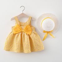 Casual Princess Pastoral Plaid Cotton Girls Dresses sku image 3