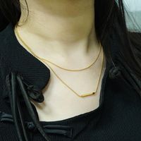 Style Simple Couleur Unie Acier Inoxydable Couches Placage Plaqué Or 18k Collier En Couches main image 5