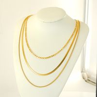 304 Stainless Steel 18K Gold Plated Hip-Hop Simple Style Layered Plating Solid Color Titanium Steel Layered Necklaces main image 3