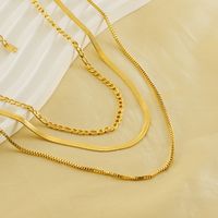 304 Stainless Steel 18K Gold Plated Hip-Hop Simple Style Layered Plating Solid Color Titanium Steel Layered Necklaces main image 1