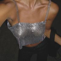 Women's Vest Tank Tops Sequins Streetwear Solid Color main image 6