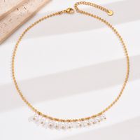 Edelstahl 304 Künstliche Perle 14 Karat Vergoldet Elegant Überzug Runden Halskette Mit Anhänger main image 2