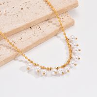 Edelstahl 304 Künstliche Perle 14 Karat Vergoldet Elegant Überzug Runden Halskette Mit Anhänger main image 3