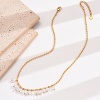 Edelstahl 304 Künstliche Perle 14 Karat Vergoldet Elegant Überzug Runden Halskette Mit Anhänger main image 4