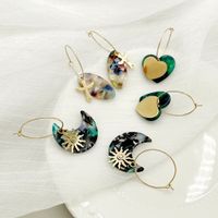 1 Pair Vacation Simple Style Leaf Flower Plating Inlay 304 Stainless Steel Arylic Acrylic Gold Plated Drop Earrings main image 5