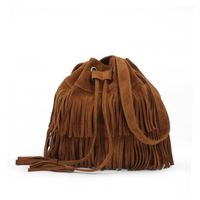 Women's Large Pu Leather Solid Color Streetwear Tassel Bucket String Crossbody Bag sku image 3