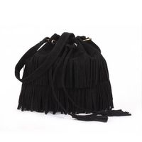 Women's Large Pu Leather Solid Color Streetwear Tassel Bucket String Crossbody Bag sku image 1