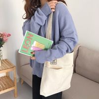 Women's Basic Streetwear Letter Solid Color Canvas Shopping Bags main image 5