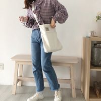 Women's Basic Streetwear Letter Solid Color Canvas Shopping Bags sku image 1