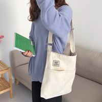 Women's Basic Streetwear Letter Solid Color Canvas Shopping Bags sku image 3