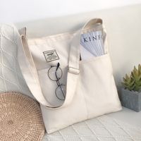 Women's Basic Streetwear Letter Solid Color Canvas Shopping Bags main image 3