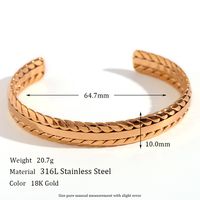 Simple Style Classic Style Grain Stainless Steel Plating 18k Gold Plated Bangle sku image 2