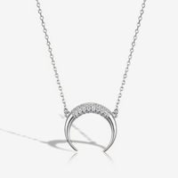 Casual Simple Style Moon Sterling Silver Plating White Gold Plated Necklace sku image 1
