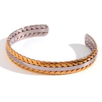 Simple Style Classic Style Grain Stainless Steel Plating 18k Gold Plated Bangle sku image 1