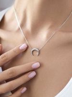 Casual Simple Style Moon Sterling Silver Plating White Gold Plated Necklace main image 3