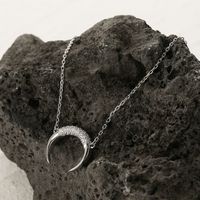 Casual Simple Style Moon Sterling Silver Plating White Gold Plated Necklace main image 4