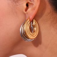 1 Pair Basic Simple Style Classic Style Solid Color Plating Stainless Steel 18k Gold Plated Earrings main image 2