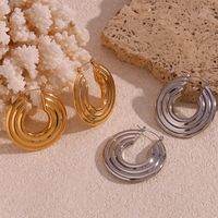 1 Pair Basic Simple Style Classic Style Solid Color Plating Stainless Steel 18k Gold Plated Earrings main image 4