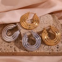 1 Pair Basic Simple Style Classic Style Solid Color Plating Stainless Steel 18k Gold Plated Earrings main image 1