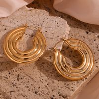 1 Pair Basic Simple Style Classic Style Solid Color Plating Stainless Steel 18k Gold Plated Earrings main image 3