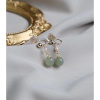 Wholesale Jewelry 1 Pair Chinoiserie Round Bow Knot Alloy Rhinestones Pearl Drop Earrings Ear Clips sku image 15