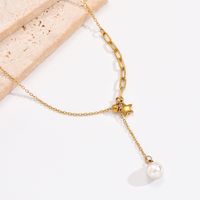 Simple Style Pentagram Stainless Steel Pearl Plating 14k Gold Plated Necklace sku image 1