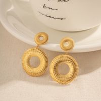 1 Pair Modern Style Round Plating Stainless Steel 18k Gold Plated Drop Earrings main image 6