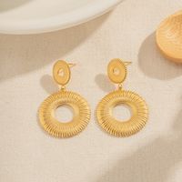 1 Pair Modern Style Round Plating Stainless Steel 18k Gold Plated Drop Earrings main image 3