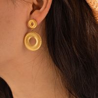1 Pair Modern Style Round Plating Stainless Steel 18k Gold Plated Drop Earrings main image 4