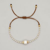 Casual Simple Style Round Artificial Crystal Freshwater Pearl Beaded Drawstring Braid Bracelets main image 5
