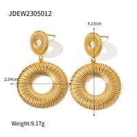 1 Pair Modern Style Round Plating Stainless Steel 18k Gold Plated Drop Earrings sku image 1
