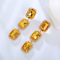 1 Pair Elegant Luxurious Square Plating Inlay Rhinestone Rhinestones Gold Plated Drop Earrings sku image 7