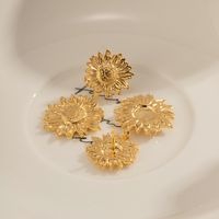 1 Pair Ig Style Casual Sunflower Plating Stainless Steel 18k Gold Plated Drop Earrings main image 2